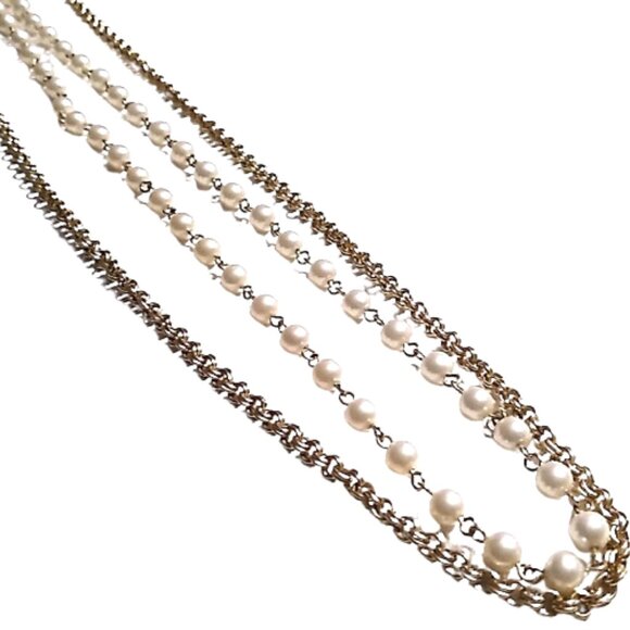 Long Gold-tone Chain and Faux Pearl Necklace - Picture 11 of 12